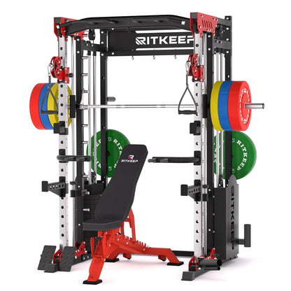 PMAX 5600 Smith Exercise Machine Trainer Pro Complete Home Gym Package