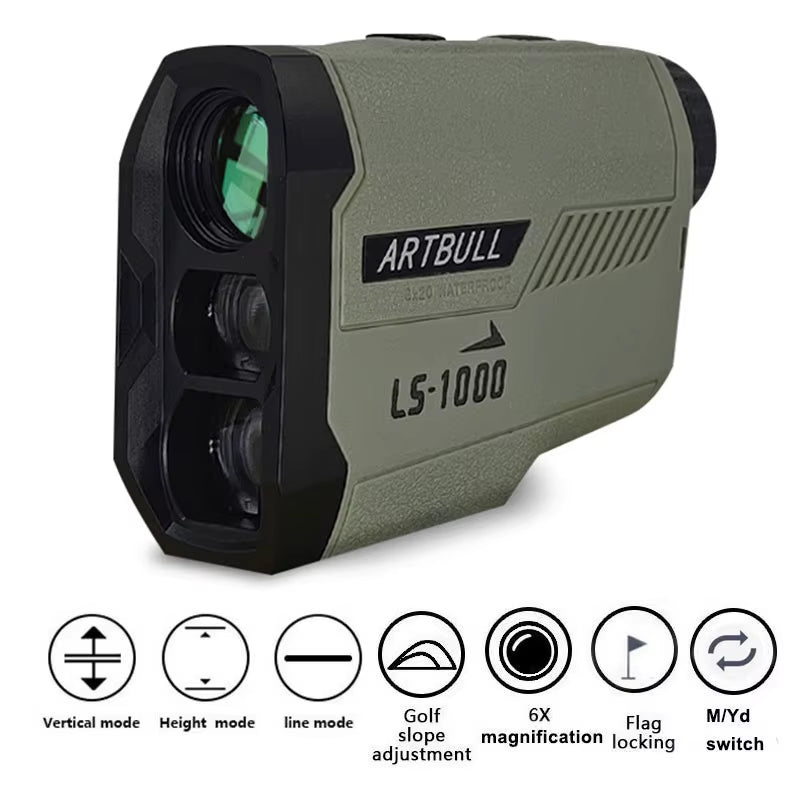 1000M Laser Rangefinder Hunting Outdoor 650M Golf Rangefinder Telescope with Flag-Lock Slope Adjusted Distance Meter