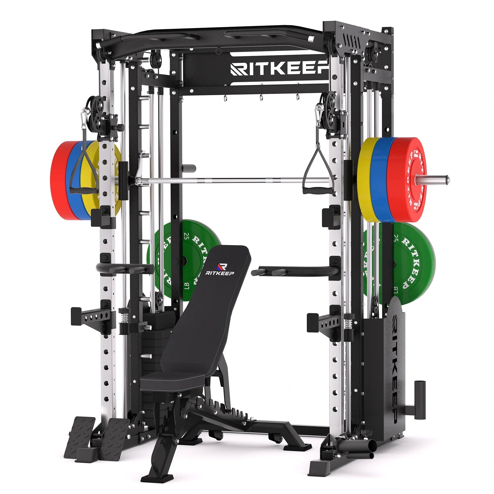 PMAX 5600 Smith Exercise Machine Trainer Pro Complete Home Gym Package