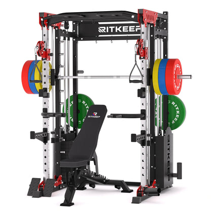 PMAX 5600 Smith Exercise Machine Trainer Pro Complete Home Gym Package