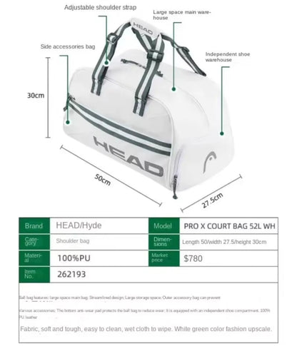Tennis Backpack Djokovic Signed Single Shoulder Tennis Handbag Large-Capacity Duffel Bag with Independent Shoe Compartment