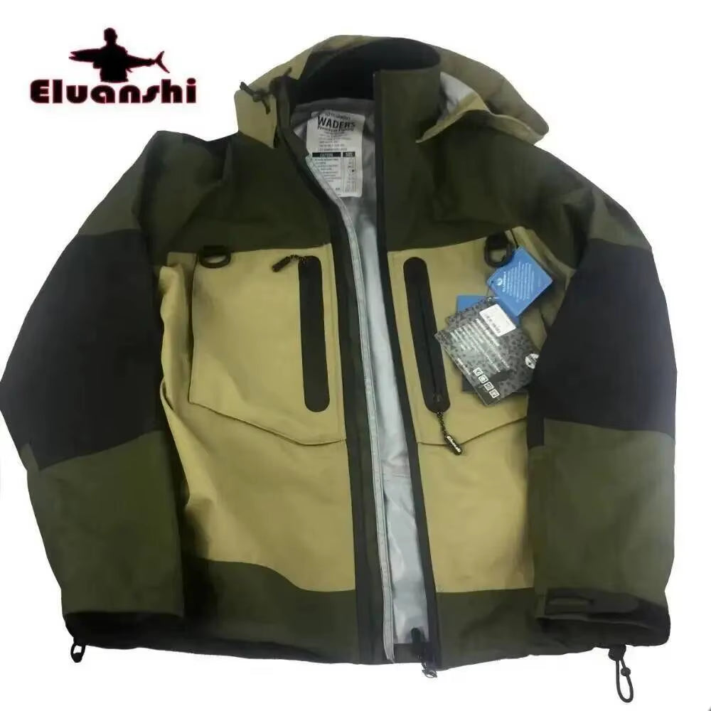 ELUANSHI Waterproof Breathable Fly Fishing Clothes Wader Jacket Wading Clothing Apparel